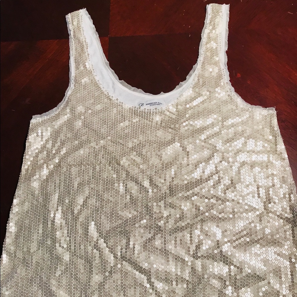 American Eagle Gold Sequin Tank Top